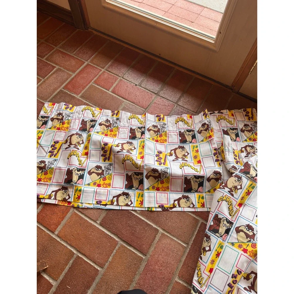 Vintage Looney Tunes Taz Curtain‎ Panel and Space Jam Wallpaper Border Set 90s